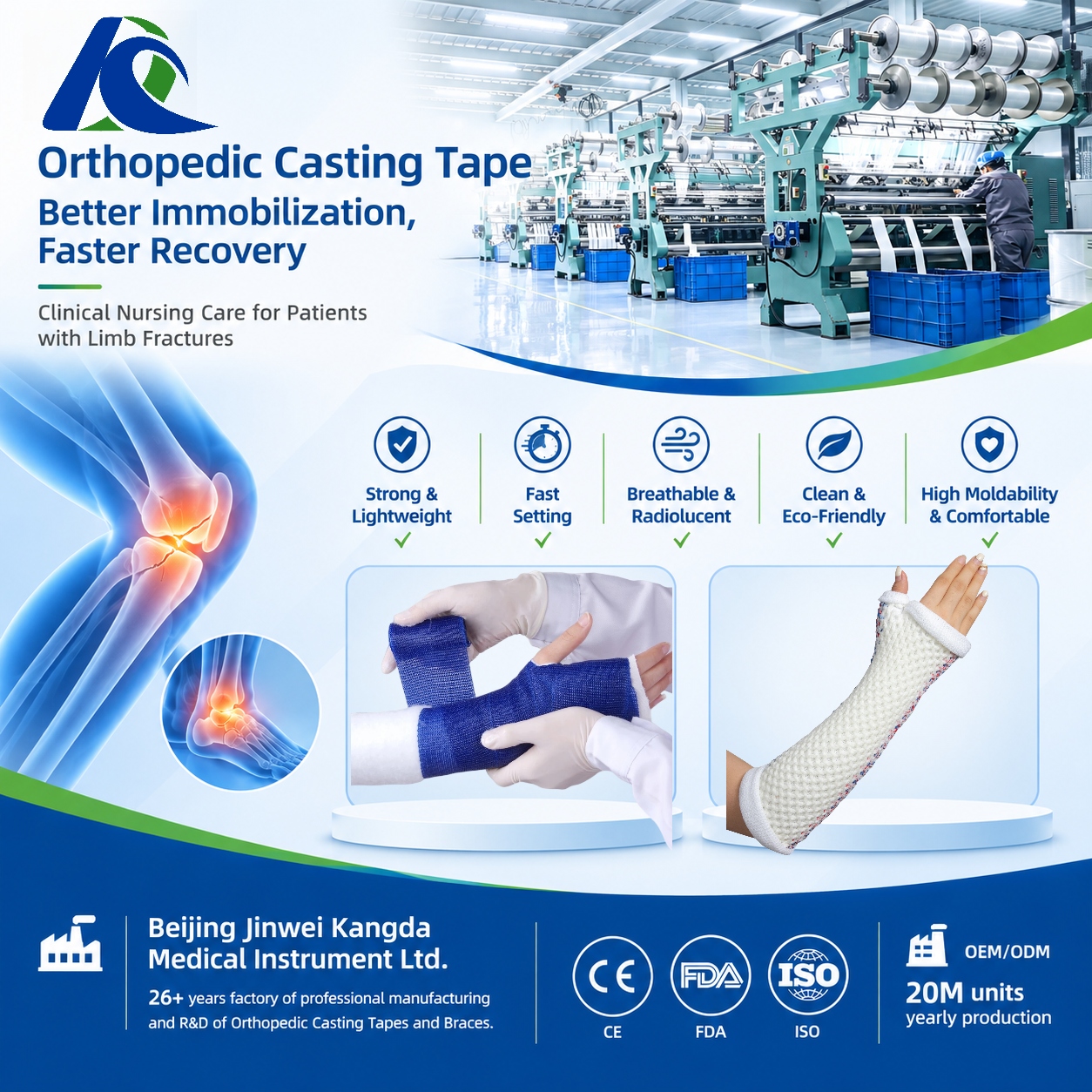 Clinical Nursing Care for Patients with Limb Fractures Immobilized with Kangda Orthopedic Fiberglass Casting Tape